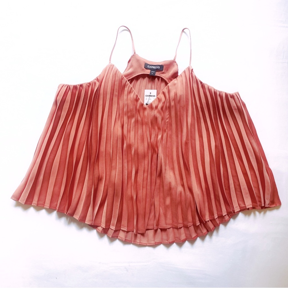 Women’s Sz XS Salmon Pleated Silky Flowy Express Top